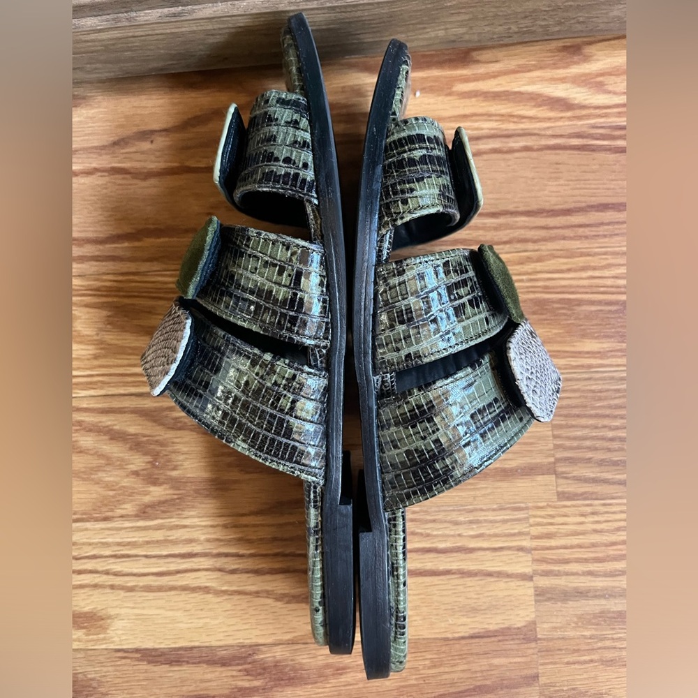 Freda Salvador Olive Green Multi-Texture Slide Sandals - Picture 4 of 8